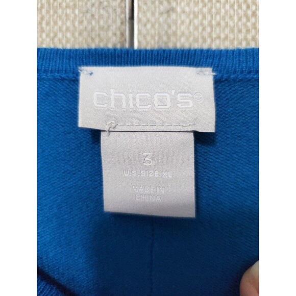 Chico's Teal Center Seam Cashmere Blend Scoop Neck Long Sleeve Sweater Size 3 XL - Picture 3 of 6
